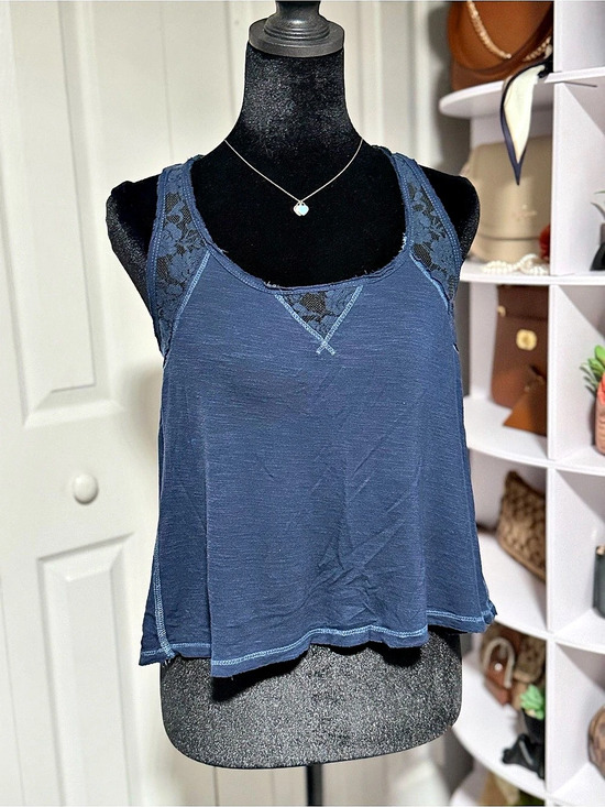 Abercrombie & Fitch Tops - Abercrombie & Fitch Lace Trim Racerback Tank in Blue Like New